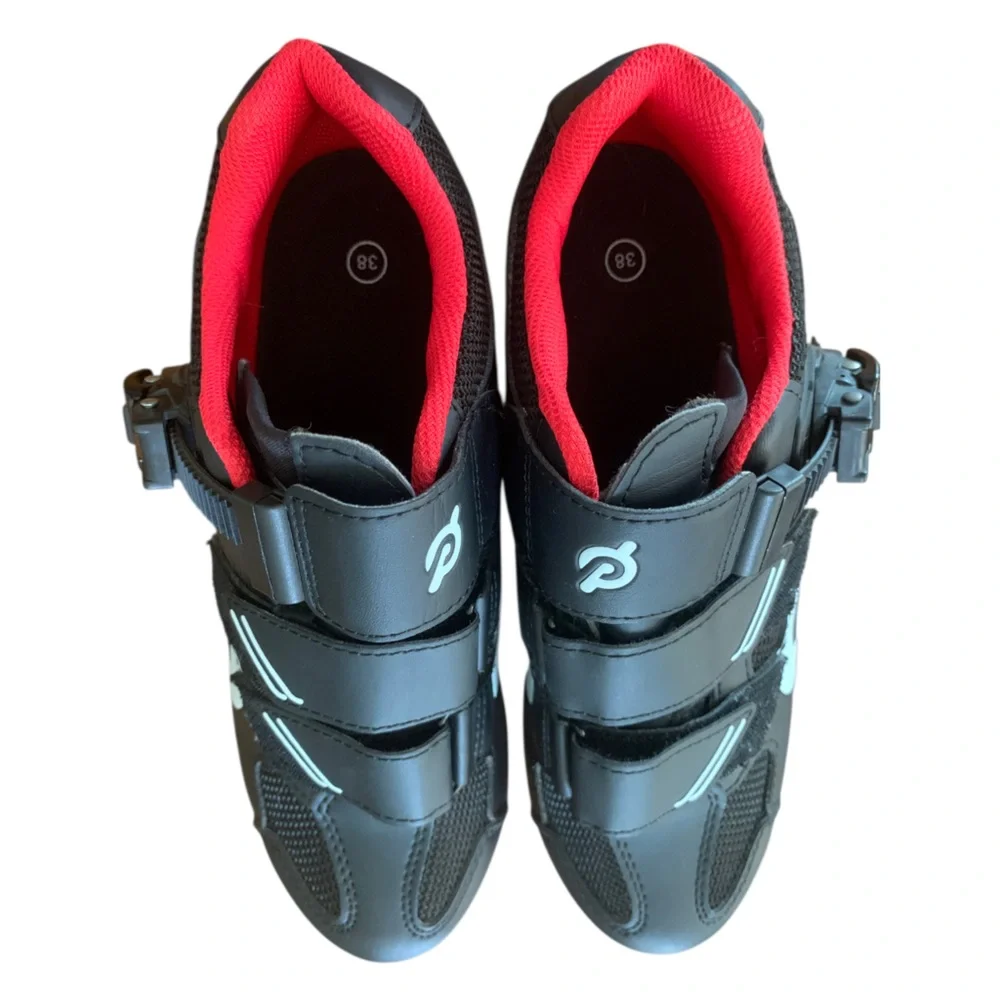 Peloton Womens Indoor Cycling Shoes Black Red NWOB Sz 38